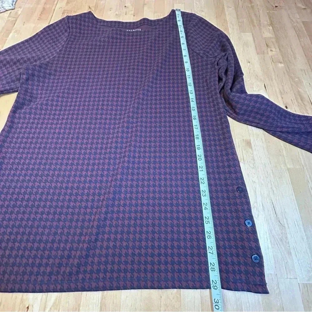 Talbots Houndstooth Purple Long Sleeve Shirt - Picture 9 of 9